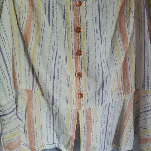 Forever 21+ White & Multi Color Striped Off The Shoulder Cropped Top Plus Sz 3X - Picture 5 of 8